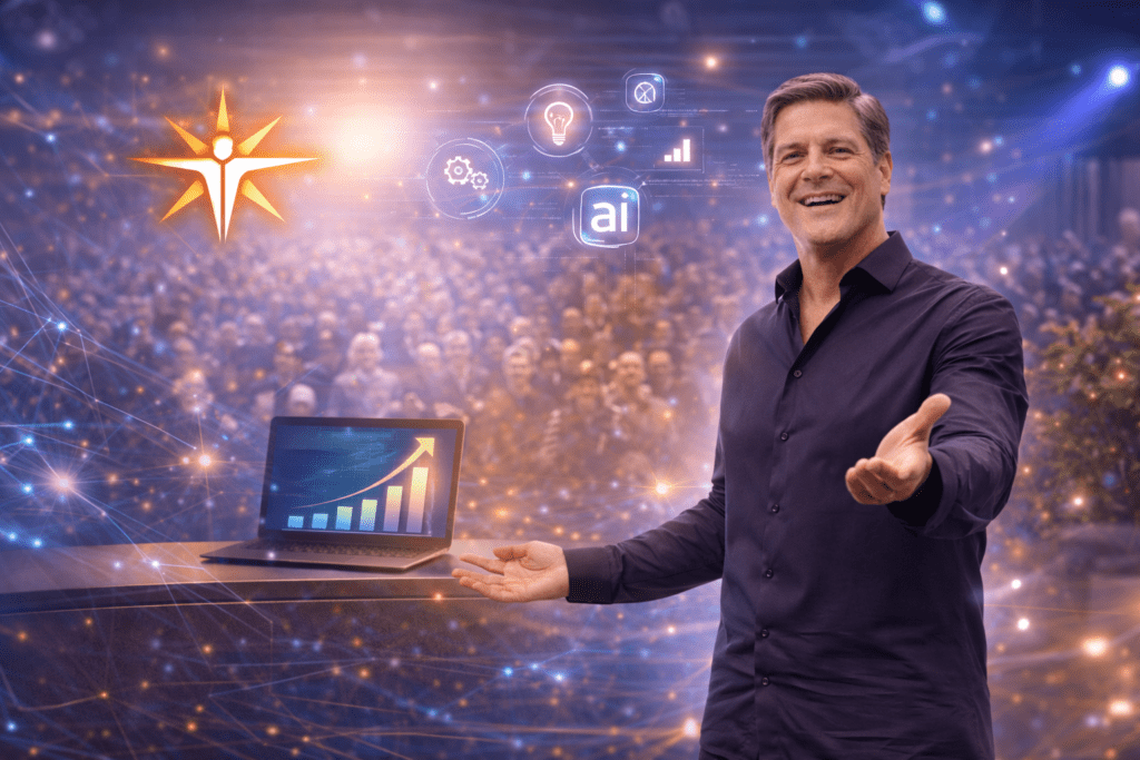 John Assaraf presenting the Business Breakthrough Challenge and explaining AI-powered business growth strategies